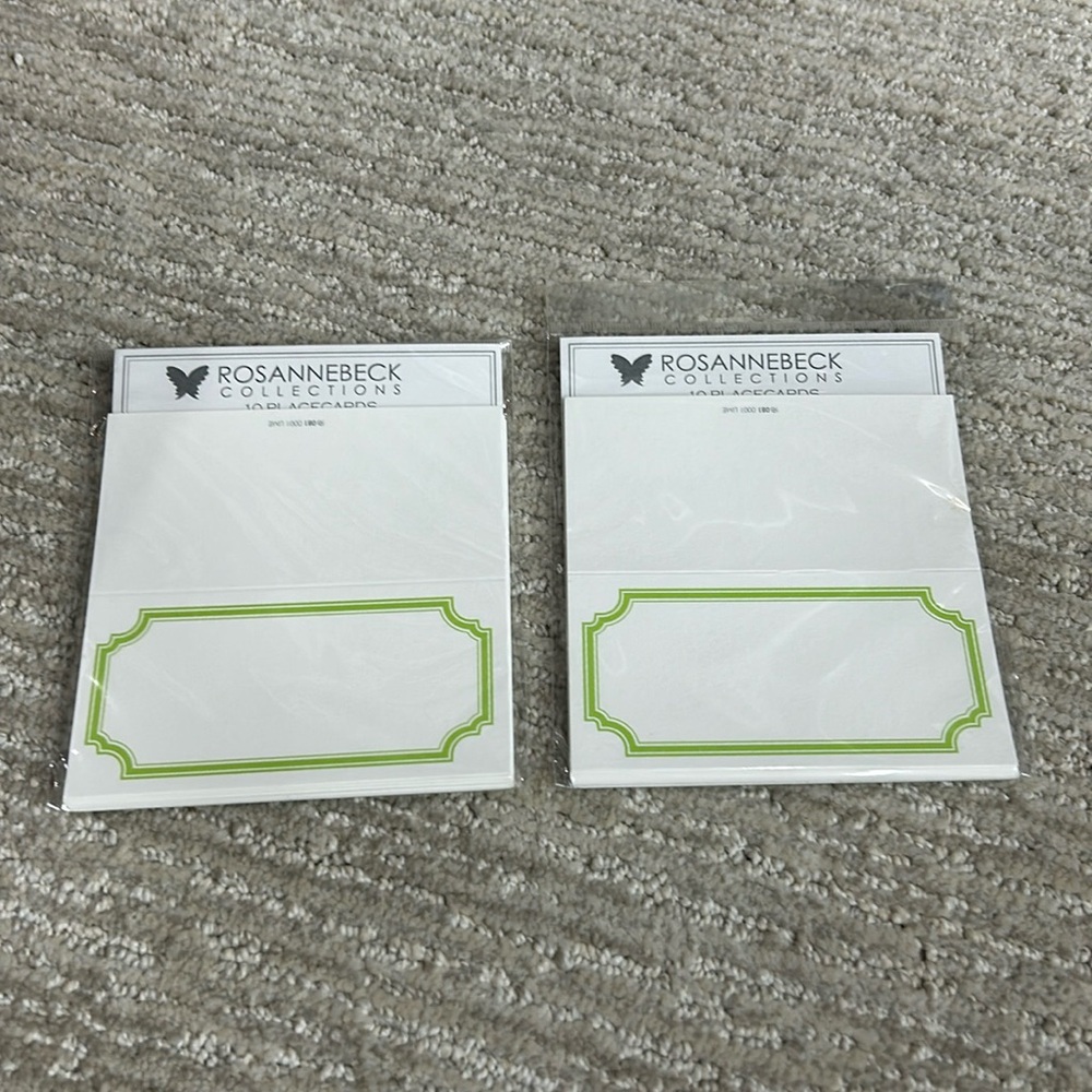 20 Place Cards Light Green & white BY ROSANNE BECK